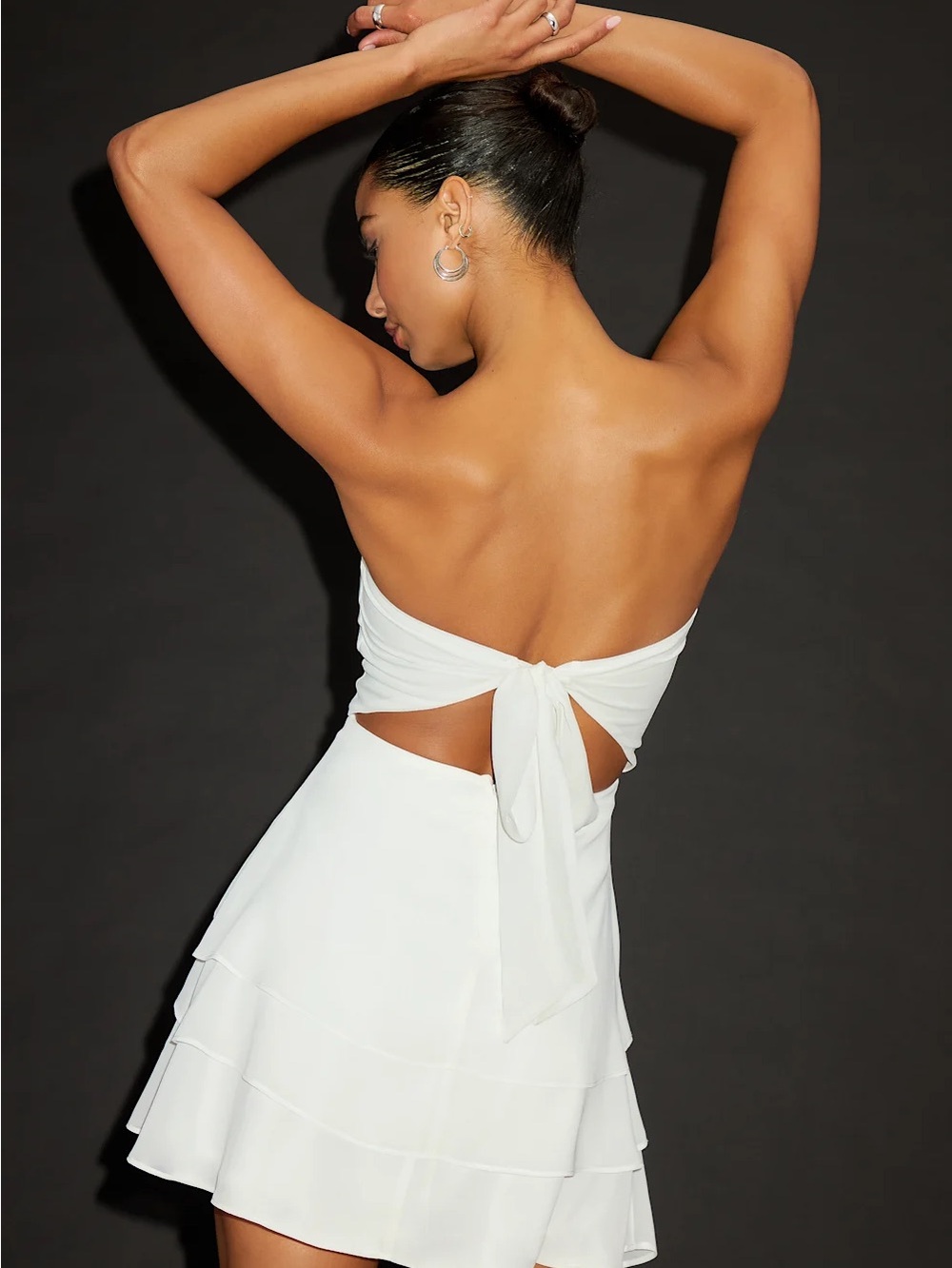 Lulu's White Strapless Ruffle Mini Dress - Picture 3 of 5
